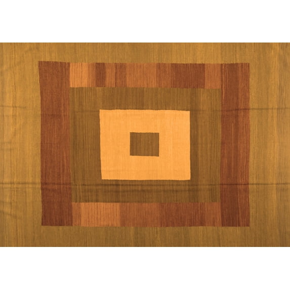 Ahgly Company Indoor Rectangle Abstract Orange Contemporary Area Rugs, 2' x 4'