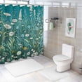 thumbnail image 7 of Orinice Ambesonne Teal Shower Curtain, Dreamy Silhouettes of Farmhouse Garden with Daisy Floral Cold Tones Rustic, Cloth Fabric Bathroom Decor Set with Hooks,  36x72, 7 of 7