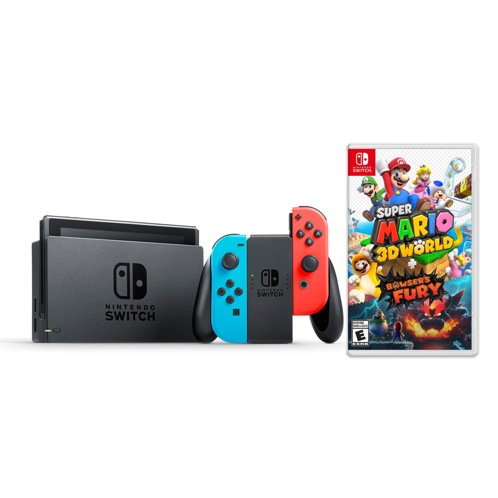 Nintendo Switch™ with Neon Blue and Neon Red Joy‑Con™ (New Box) PLUS Super Mario™ 3D World + Bowser’s Fury (Nintendo Switch)