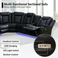 Black Leather Power Reclining Sectional Sofa，Sectional Couch with
