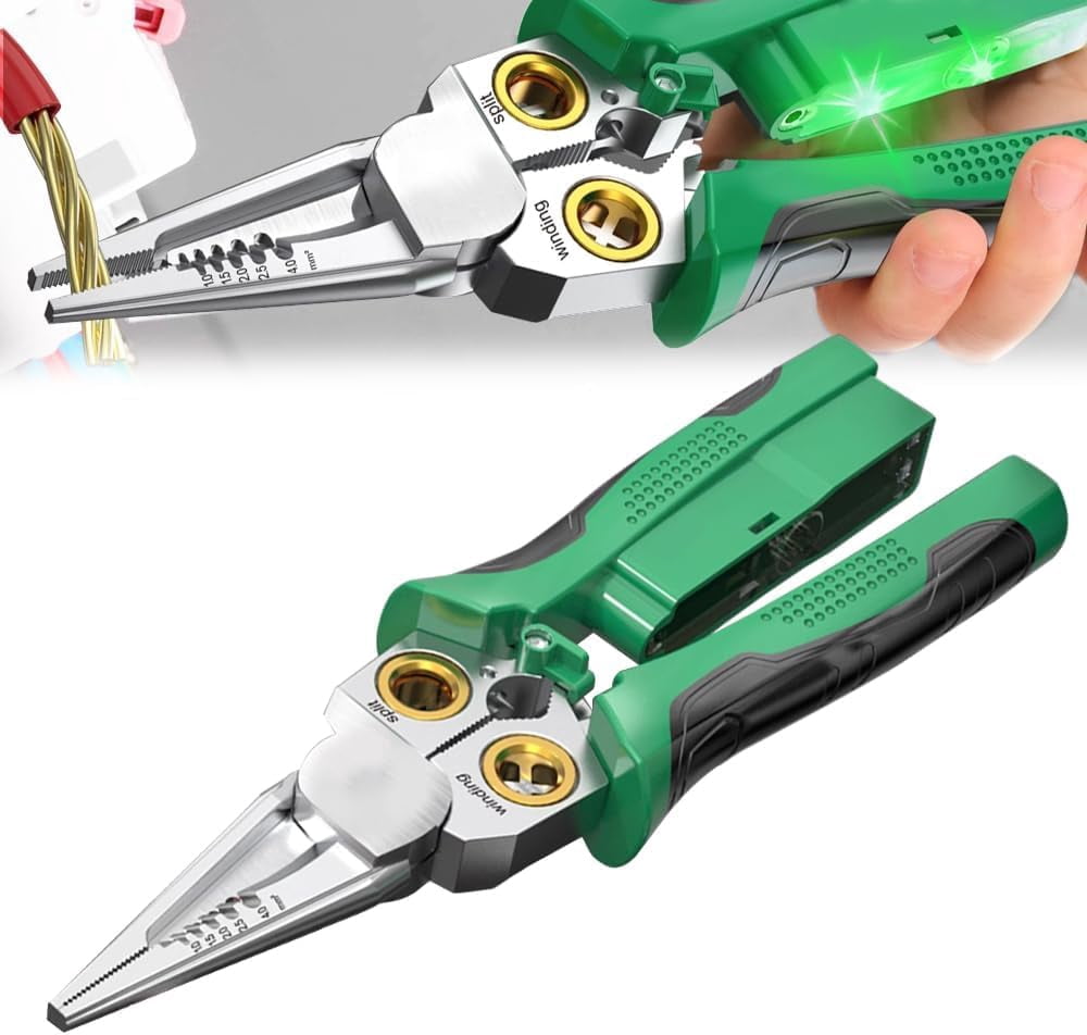 2025 Upgrade 8-in-1 Wire Stripper Tool With Voltage Tester - Cuts, Strips, Twists & Measures Electricity