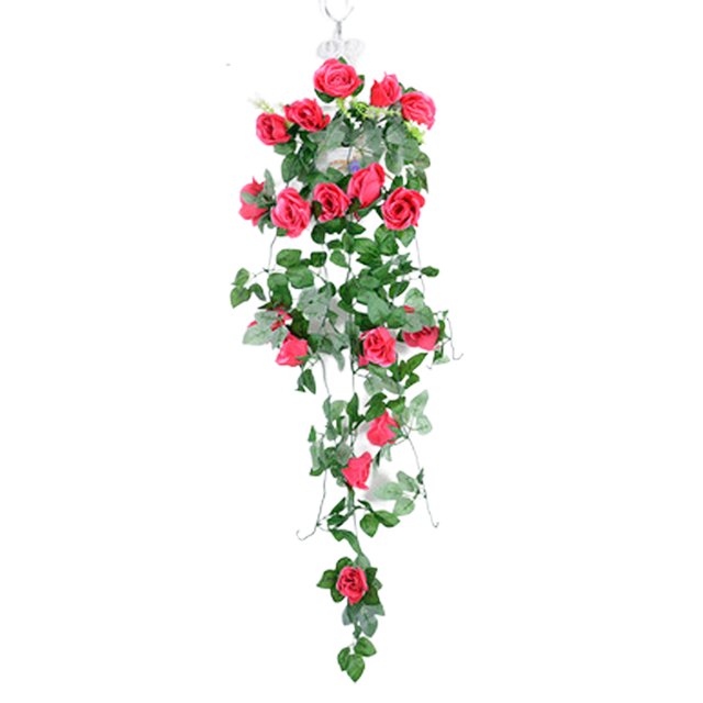 Laklulu Decoraciones para el hogar y bodas suspendidas en la pared Flores artificiales y ratán