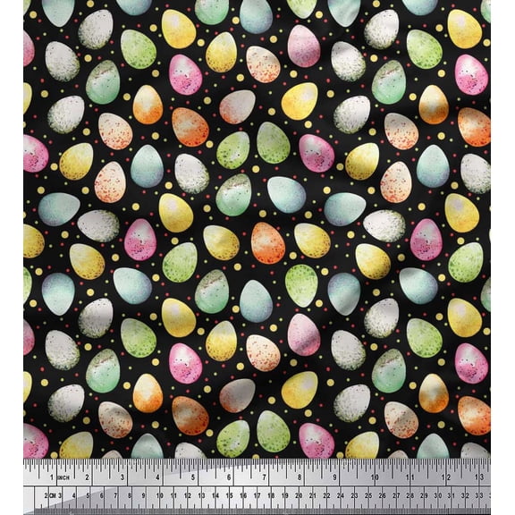 Soimoi Cotton Duck Fabric Egg Easter Decor Fabric Printed Yard 42 Inch Wide