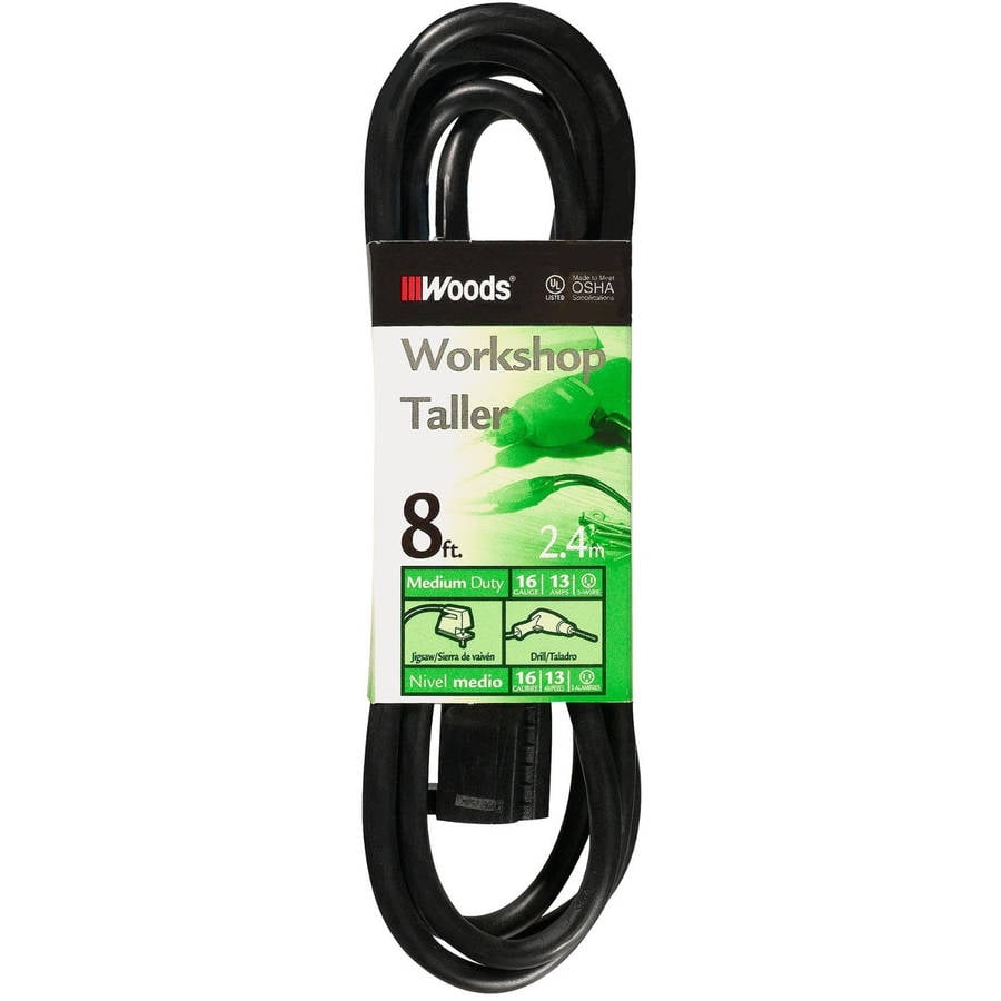 Woods 16 3 SJTW General Purpose Extension Cord, 8-Foot, Black by Coleman Cable