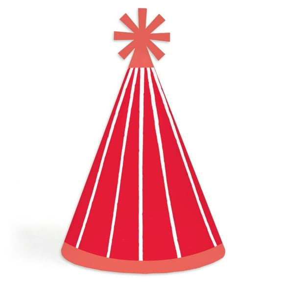 Big Dot of Happiness Red Stripes - Cone Happy Birthday Party Hats for Kids and Adults - Set of 8 (Standard Size)