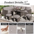 thumbnail image 4 of AECOJOY Outdoor Cushions, 4 inch Patio Cushions for Outdoor Furniture, Replacement Cushions Fits 7-Seats Sectional Rattan Conversation Set, Splashproof, Memory Foam Cushions and Covers in Light Grey, 4 of 7
