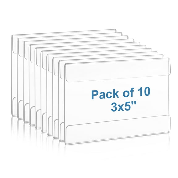 Lesnlok10 Pack Wall Mount Acrylic Sign Holder 3x5 inch，with 3M Tape Adhesive for Office, Home, Store, Restaurant, No Drilling