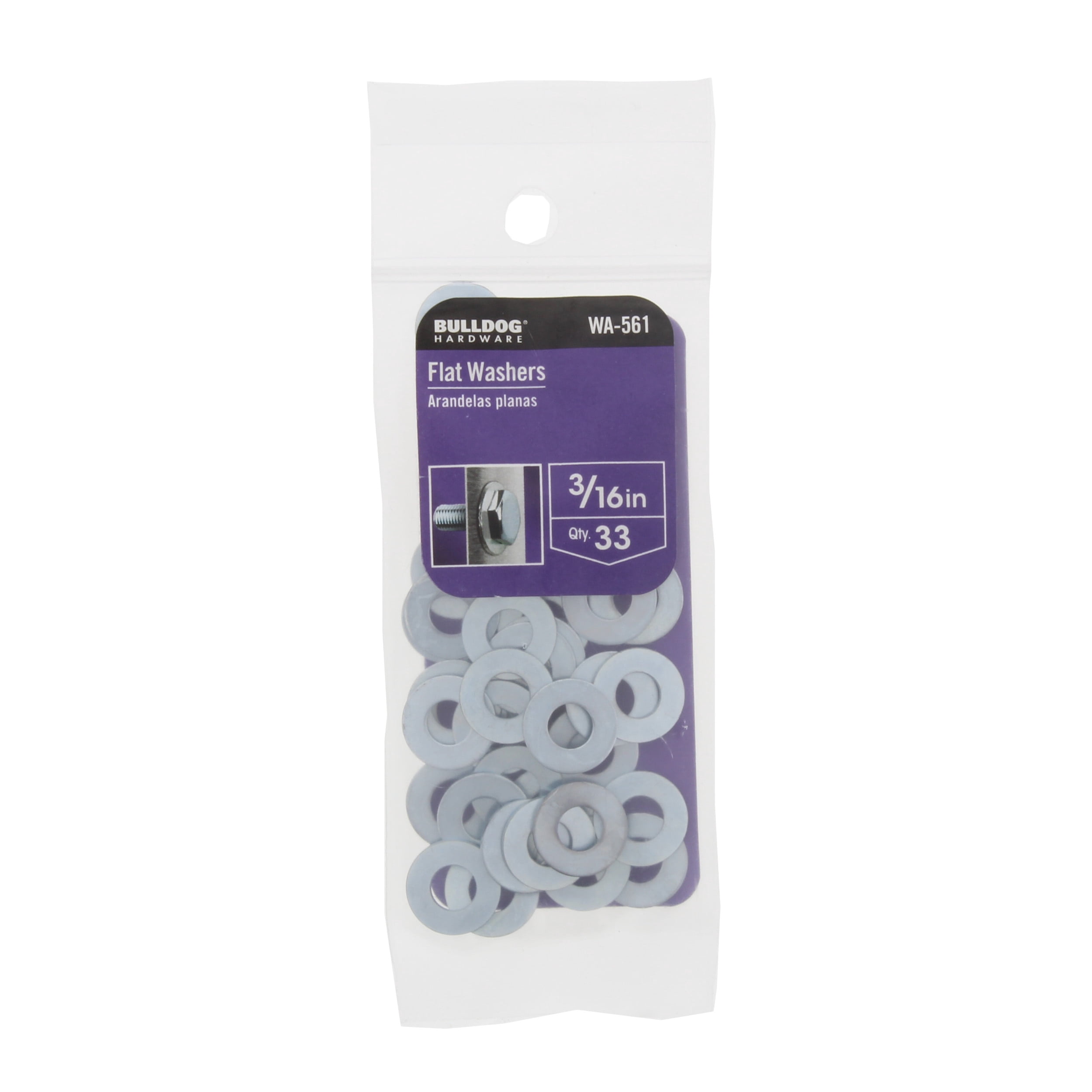 Bulldog Hardware 3/16 in. Flat Washers, Zinc Plated Steel (33 Pack)