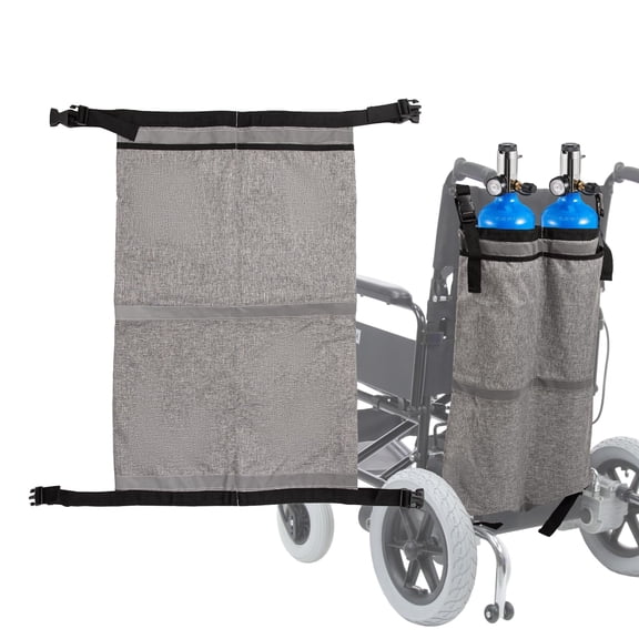 YXMEIGUO Dual Oxygen Tank Holder for Wheelchair & Walker, Portable D & E Cylinder Transport Bag, Oxygen Cylinder Bag for Travel with Reflective Stripe & Adjustable Straps