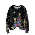 thumbnail image 2 of Long Sleeve Pullover Sweaters For Women O Neck Casual Cute Printing Knit Oversized Sweater for Fall and Winter, Christmas Snowflake Print, Cozy and Festive, Christmas Sweaters for Women ,Black,L, 2 of 6