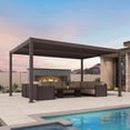 thumbnail image 3 of PURPLE LEAF 11' x 15' Louvered Aluminum Pergola Adjustable Louvre Shade Retractable Hardtop Roof Modern Outdoor Shelter Deck Backyard Garden Bronze, 3 of 10
