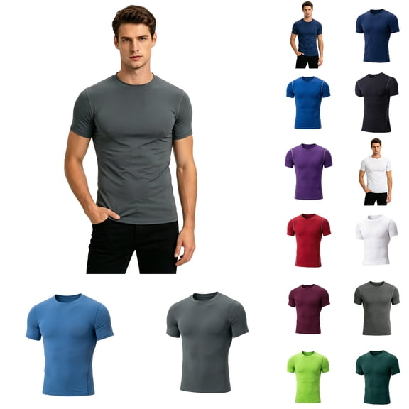 JTieacloth Men's T Shirts Performance Compression Workout Shirt For Wicking Athletic Top Gym Running Fitness Training Tee With Stretch And Breathable(Red,L)