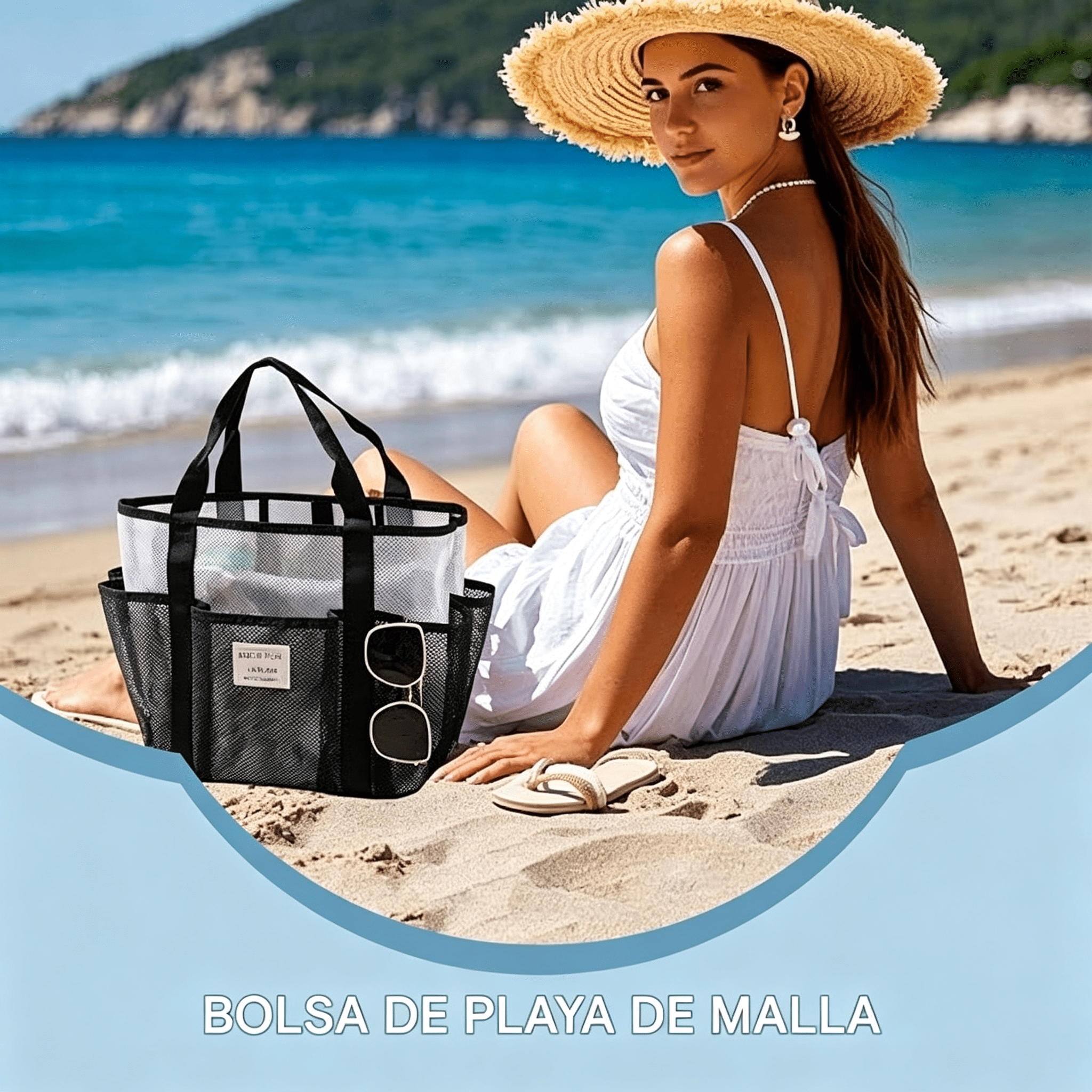Summer Pool Beach Handbag Quick Drying Mesh Storage Bag