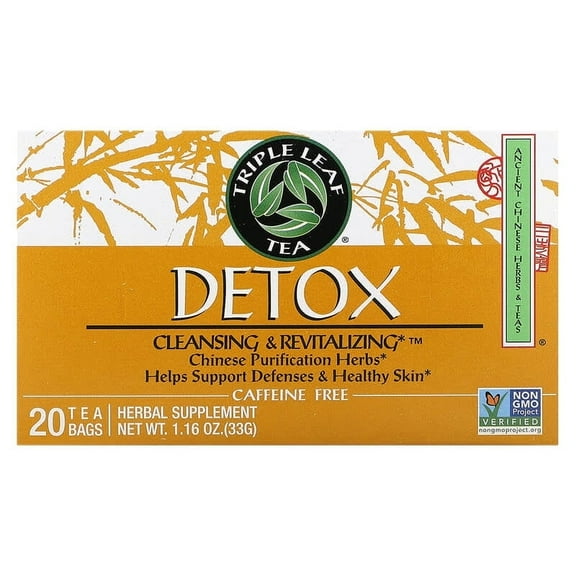 Triple Leaf Tea, Detox, Caffeine Free, 20 Tea Bags, 1.16 oz Pack of 2