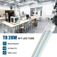 JESLED T8 4ft LED Tube Light Bulbs,Dual Row 28W 6000K,Dualend Powered,4Pack