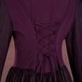 thumbnail image 7 of Plus Size Long Dresses for Fall Women's Gothic Flare Long Sleeves Dark Black Dress Mesh Spliced Costumes Dress Lace-up Long Dress Purple M, 7 of 7