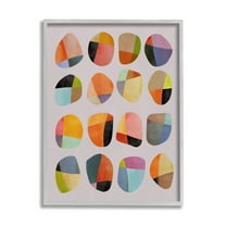 Stupell Industries Modern Circular Shapes Abstract Painting Gray Framed Art Print Wall Art, 24 x 30