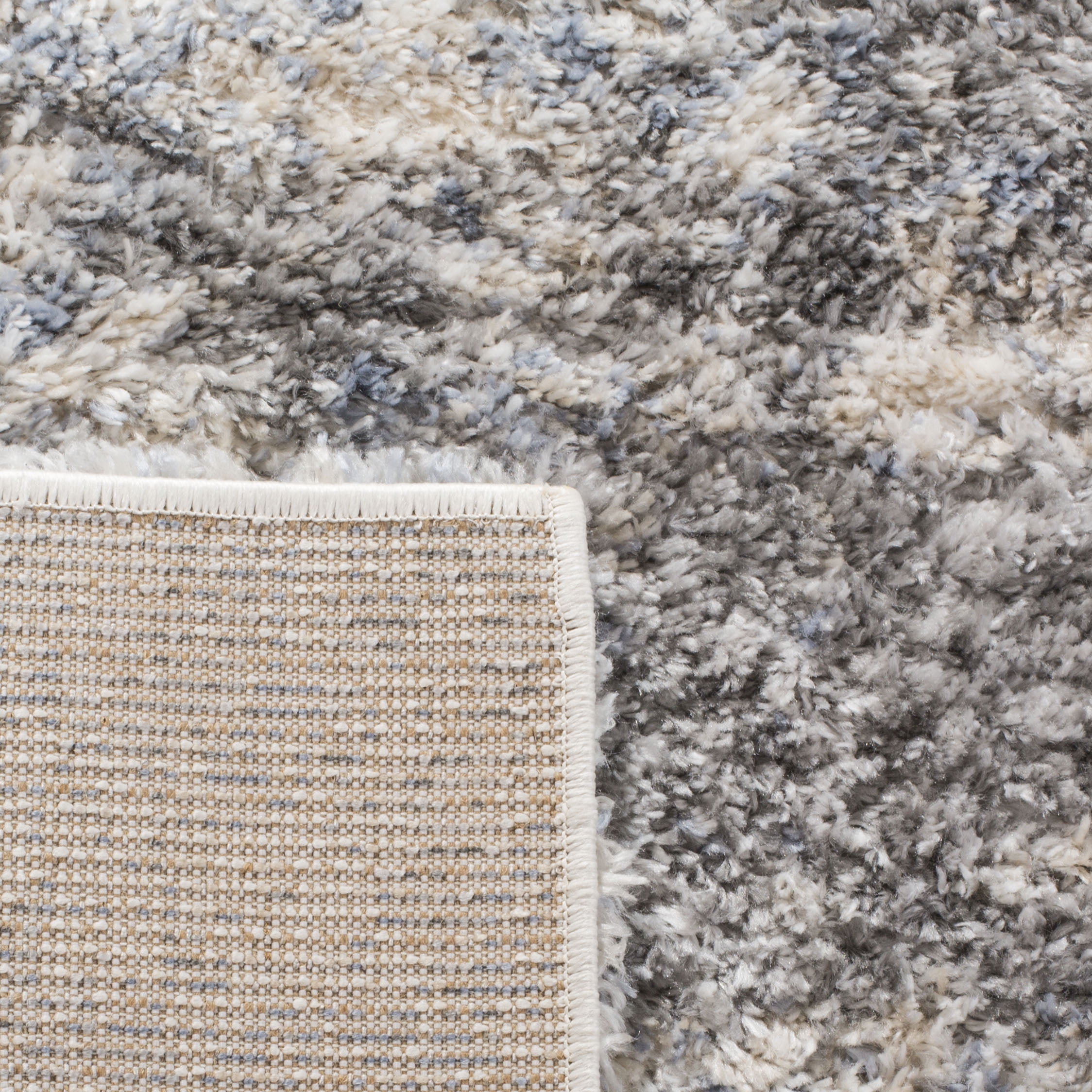 SAFAVIEH Berber Damian Abstract Shag Area Rug, Gray Blue/Cream, 10' x 14'