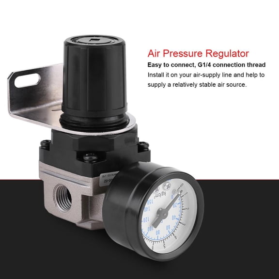 Yosoo Pneumatic Regulator Adjustable Air Pressure Compressor Control Valve Gauge G1/4 Connection,Pneumatic Air Pressure Regulator, Air Pressure Regulator