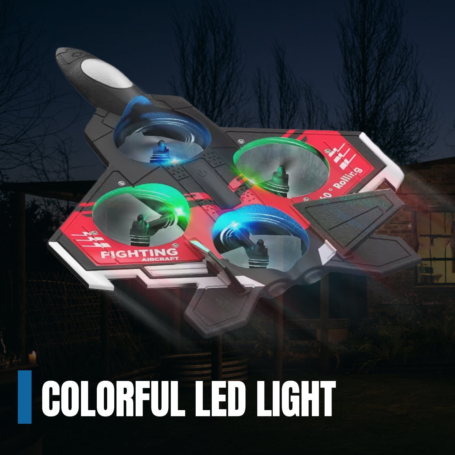 Foam RC Airplane-2.4G Remote Control Plane with 360° Spin & Lights, Drone Toys for Kids Ages 3+(Red)
