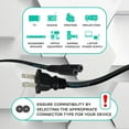thumbnail image 6 of SatelliteSale UL Certified 18AWG 2-Prong to Round/Round Connector AC Universal Replacement Power Cable Universal Wire PVC Black Cord 15 feet, 6 of 6