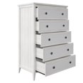 thumbnail image 4 of Chelsea Rustic Wood Five Drawer Chest in White, 4 of 9