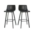 thumbnail image 2 of Merrick Lane Set of 2 Modern Black Faux Leather Upholstered Bar Stools with Contoured, Low Back Bucket Seats and Iron Frames, 2 of 12