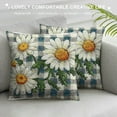 thumbnail image 3 of Nawypu Daisy Gray Buffalo Plaid Throw Pillow Cover, Spring Flower Cushion Case for Sofa Couch, 3 of 5