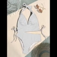 thumbnail image 4 of Conjuntos de Bikini para Mujer, de Cintura Alta, Acanalados, con Cuello Halter y Cordón Fruncido, de Dos Piezas. M, 4 of 8