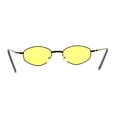 thumbnail image 2 of Narrow Hexagon Hippie Color Lens Metal Rim Dad Shade Sunglasses Black Yellow, 2 of 4