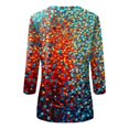 thumbnail image 3 of Hauts Décontractés pour Femmes T-shirt Imprimé Mode Manches 3/4 Blouse Col Rond Hauts Décontractés Grande Taille Hauts pour Femmes Aguichant en Liquidation, 3 of 4