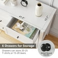 thumbnail image 6 of White 6-Drawer Chest of Drawers - Stylish Modern Dresser with Deep Drawers and Nickel Handles for Bedroom, Living Room, Hallway, 6 of 9
