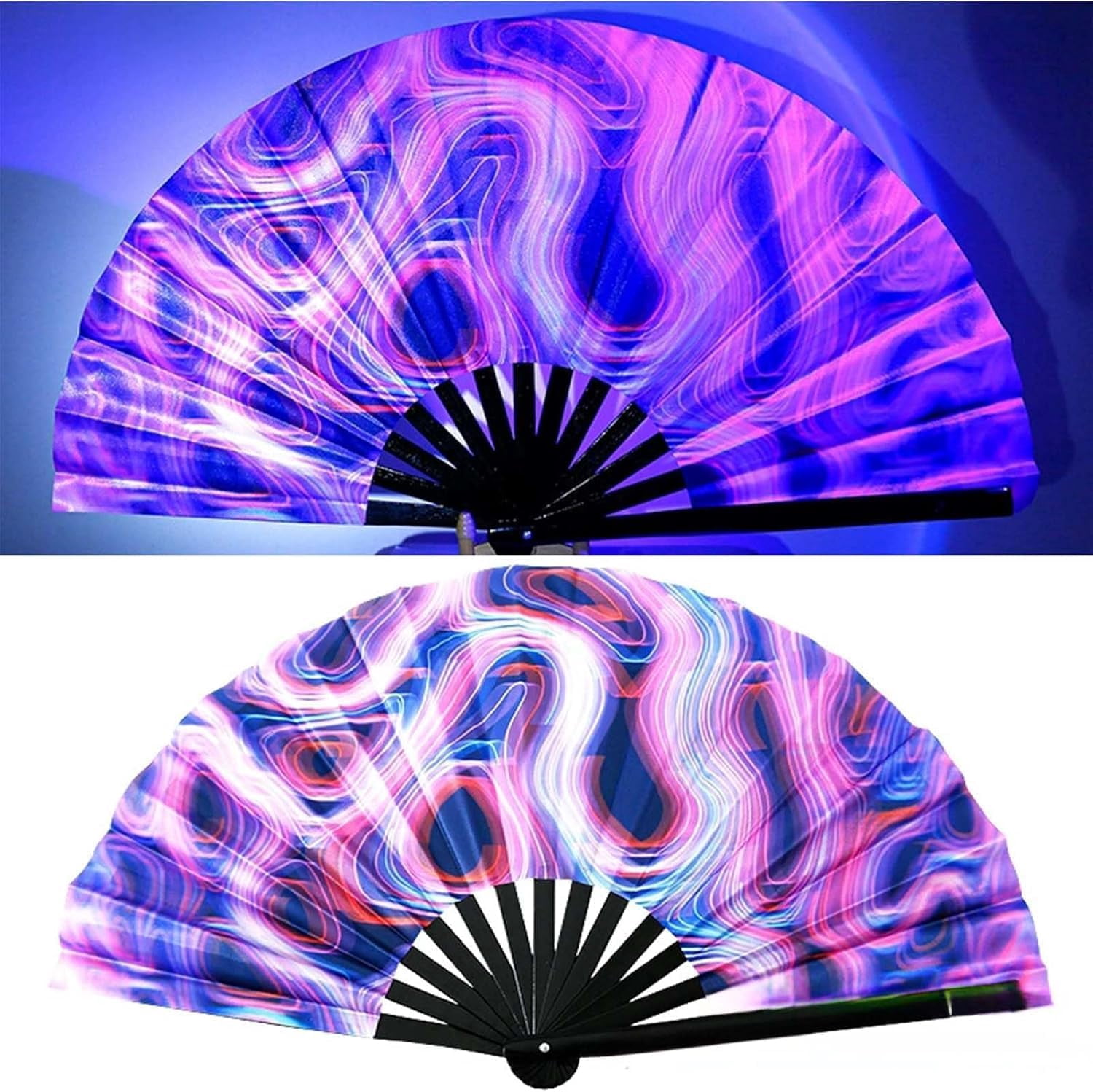 Hand Fans Holographic Dance - Large Iridescent Clacking Fans For Line ...