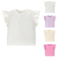 thumbnail image 4 of YOUYEDIAN Toddler Girls Ruffle Sleeve T Shirt Puff Short Sleeve Basic Tank Top Blouse Plain Solid Kids Casual Clothes (Purple, 8-9 Years), 4 of 4