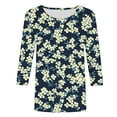 thumbnail image 5 of Plus Size Tshirt Womens Floral 3/4 Length Sleeve Tops Crewneck Casual Tunic Basic Trendy Tee Shirts, 5 of 5