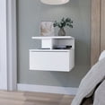 thumbnail image 2 of White Floating Nightstand with 1 Drawer | Keep Bedside Items Organized in Bedroom | 2 - tier Shelf for Extra Storage, 2 of 3