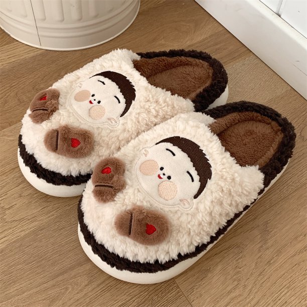 Zapatillas de casa con dibujos animados divertidos, zapatillas de algodón con dibujos animados para hombre y mujer, zapatillas de felpa para otoño e invierno 2022