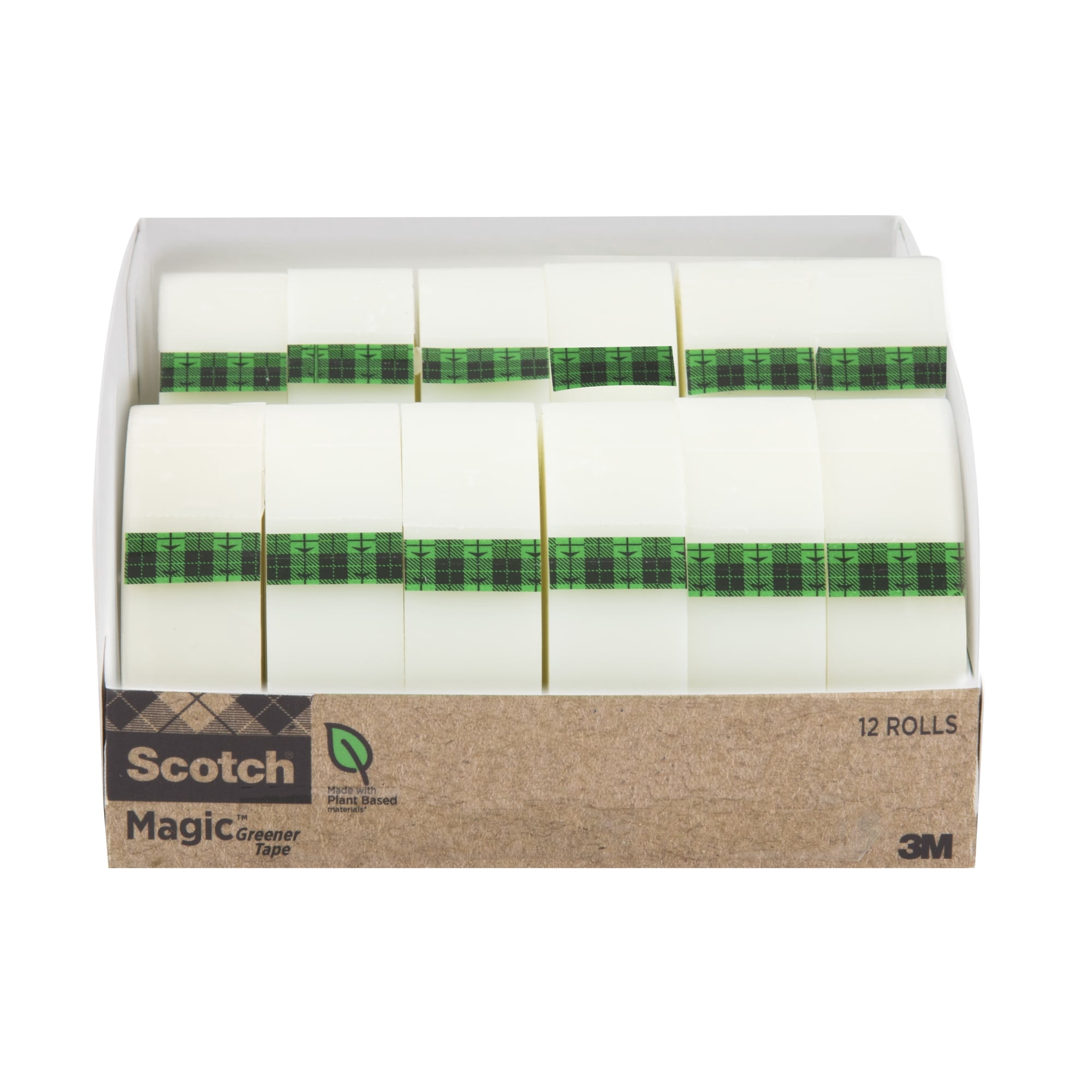 Scotch® Greener Magic™ Tape, Invisible, 12 Tape Rolls, 3/4 in x 900 in, 81212CP