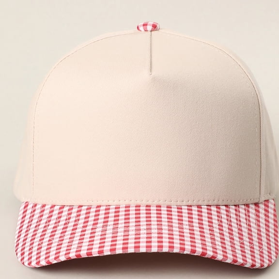 Gbobgt Unisex Two Tone Plaid Curved Brim Baseball Cap Adjustable Lightweight Gingham Dad Hat Sun for Outdoor Daily Sports Red