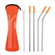 thumbnail image 1 of Conjunto de 5 Popotes de acero inoxidable con silicona XianweiShao Popotes reutilizables con fundas de silicona Naranja, 1 of 2