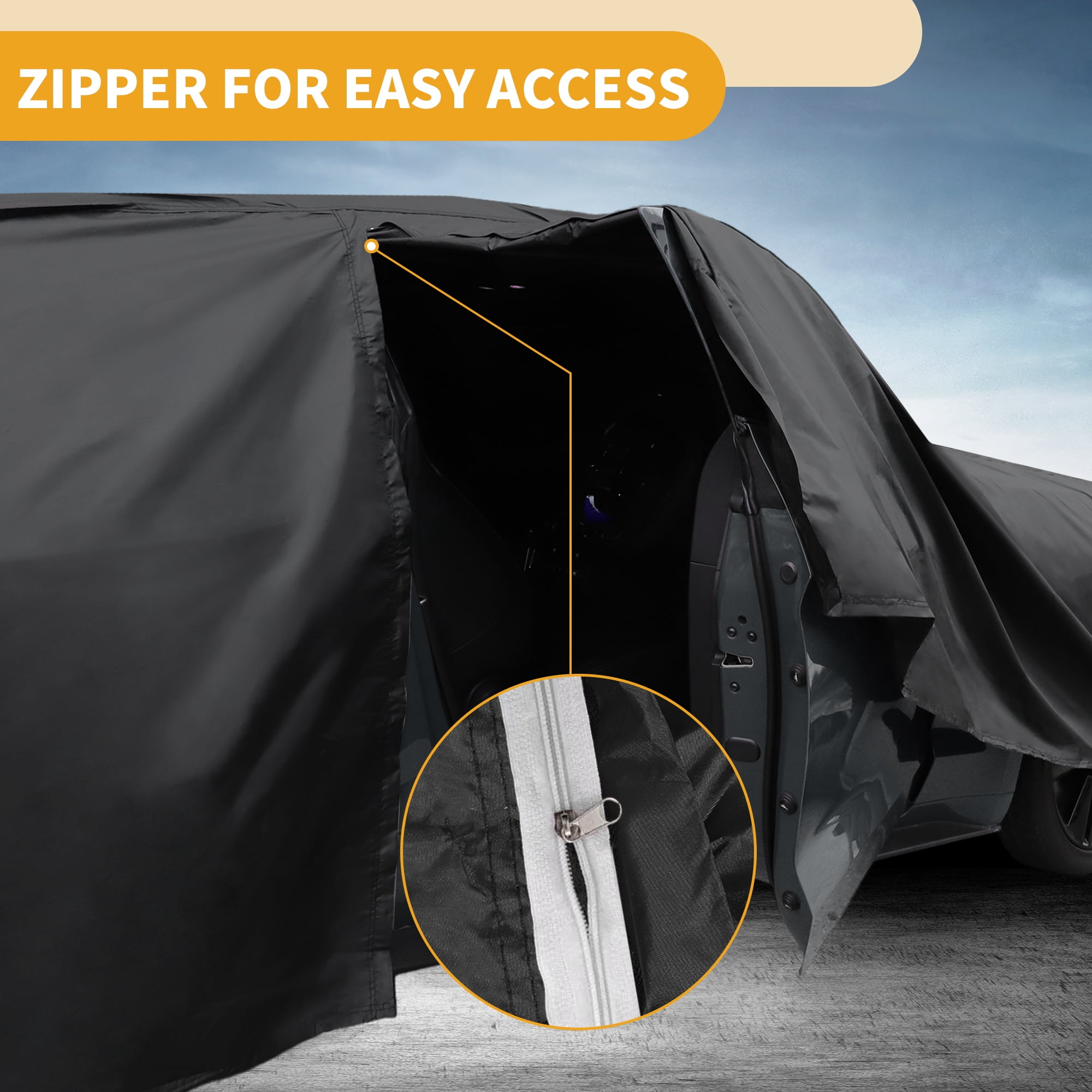 Unique Bargains 1pc Universal Waterproof Car Cover Black 198.82"x72.83"x62.99"