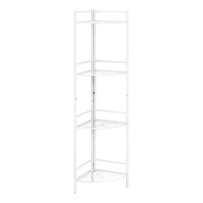 BOOKCASE 58"H / WHITE METAL CORNER ETAGERE