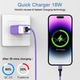 thumbnail image 2 of Compatible for iPhone Charger, 2Pack 6FT Light-ning Charging Cable with 18W Fast Charging Block USB Charging Brick Phone Charger, Wall Charger Block Adapter Compatible for iPhone14/13/12/11, Purple, 2 of 9