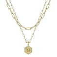 thumbnail image 2 of Wentin Reduced Necklaces & Pendants Multi Layer Layered Letter Pendant Necklace Hexagonal Trend Versatile Female Collarbone Necklace, 2 of 6