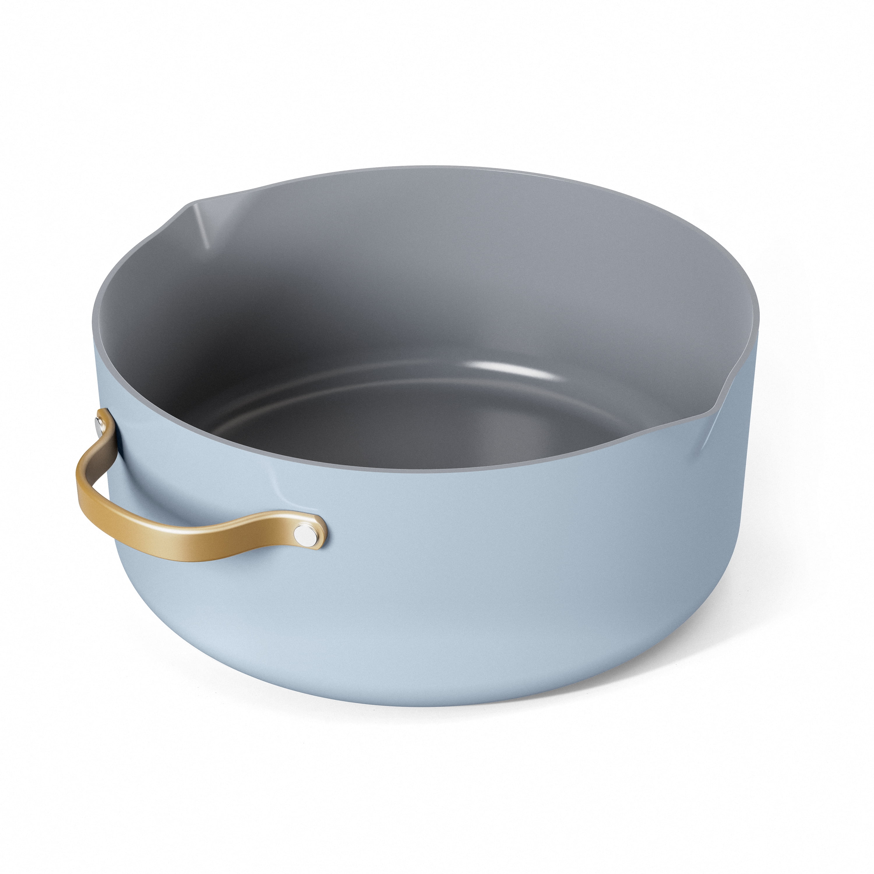 Beautiful 8 Quart Ceramic Non-Stick Stock Pot with Strainer Lid, Cornflower Blue by Drew Barrymore