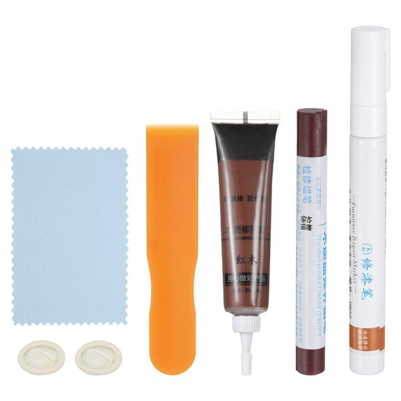 Uxcell Wood Furniture Repair Kit (Wood Markers   Wood Filler Paste   Wood Filler Stick) Touch Up Kit with Spatula for Repairing Scratches Cracks Holes on Wooden Floors Cabinet, Mahogany