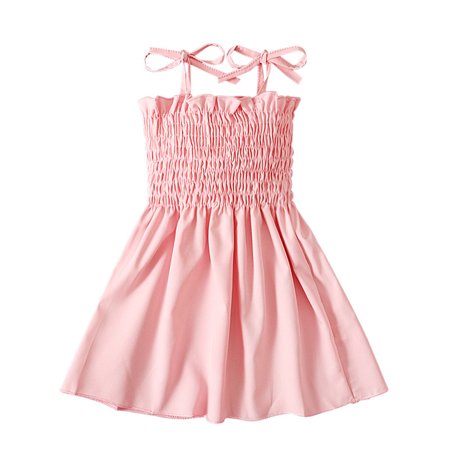 

EHTMSAK Infant Baby Toddler Child Children Kids Summer Dress for Girl Sleeveless Sundress Square Neck Dresses Pink 1Y-5Y 130