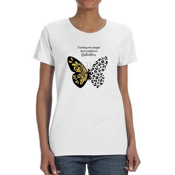 Leopard Butterfly Quote T-Shirt Women -Image by Shutterstock, Female x-Large