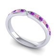 thumbnail image 2 of 0.30 Ct Forme Ronde Améthyste & Rose Saphir Pierre Précieuse Belle Bande d'Engagement d'Éternité pour Son Solide 14K Or Blanc Taille 6.5 par Diamond-Capitals, 2 of 8