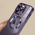 thumbnail image 5 of Magnetic Clear for iPhone 12 Pro Case with Camera Lens Protector [Compatible with MagSafe] Luxury Plating Bumper Soft TPU Shockproof Protective Slim Phone Cover for Women Girls-Purple, 5 of 6